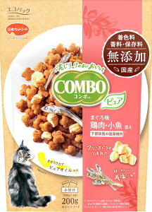 着色料 香料 保存料無添加 コンボ キャット ピュア まぐろ味・鶏肉・小魚添え 200g 日本ペットフード コンボCピユアサカナ200G