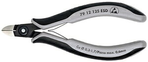 クニペックス エレクトロニクスニッパー 125mm 静電気防止 79 12 125 ESD KNIPEX