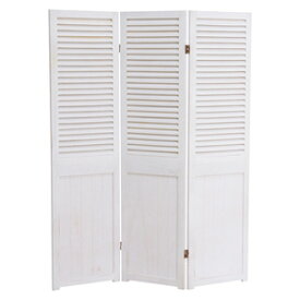 HAGIHARA(萩原) シャビーウッドファニチャー パーテーション(アンティークホワイト・幅40×高さ148cm×3連) MS-5913AW [MS5913AW]