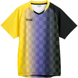 TSP-612101-3010-3XL ヴィクタス 男女兼用 卓球用ゲームシャツ（イエロー×ブラック・サイズ：3XL） VICTAS バーティカル グラデーション ゲームシャツ