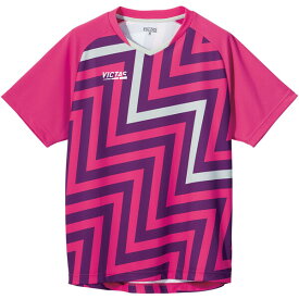 TSP-612102-7100-L ヴィクタス 男女兼用 卓球用ゲームシャツ（ホットピンク・サイズ：L） VICTAS サンダーボルト ゲームシャツ