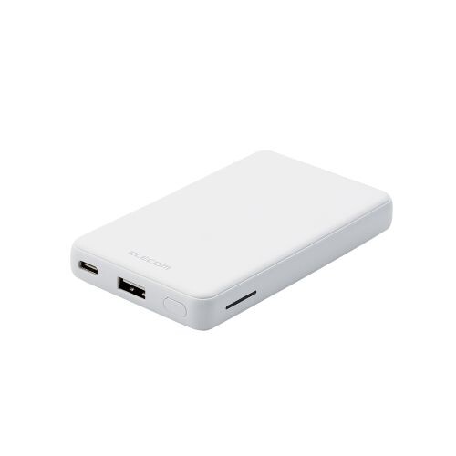 エレコム モバイルバッテリー 5000mAh 12W USB-A出力1ポート USB-C入力1ポート（ホワイト）  DE-C26-5000WH