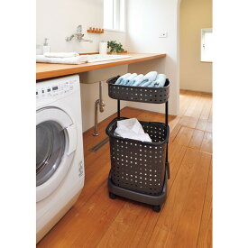 JEJアステージ レクエア ランドリーバスケット(2段・ダークブラウン) 1020810 JEJ [1020810JEJ]