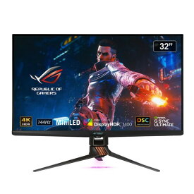 ASUS（エイスース） 32型 Ultimate ゲーミングモニター(4K UHD(3840×2160)、144Hz、IPS、ミニLED、ローカルディミング、量子ドット技術、DisplayHDR 1400) ROG Swift PGシリーズ PG32UQX