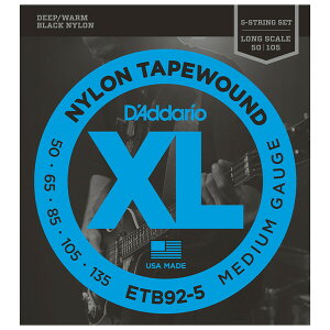 __I GLx[Xi5-String/Longj ETB92-5 D'Addario@TAPEWOUNDS (BLACK NYLON)