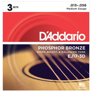 __I AR[XeBbNM^[@3ZbgiMedium .013-.056j EJ17-3D D'Addario@Multi-PacksPhosphor Bronze Wound