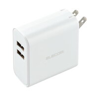 エレコム USB充電器 USBポート×2 コンパクト 2台同時充電 スマホ タブレット（ホワイト） EC-AC03WH