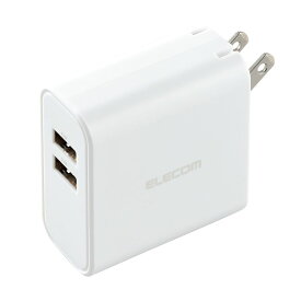 エレコム USB充電器 USBポート×2 コンパクト 2台同時充電 スマホ タブレット（ホワイト） EC-AC03WH