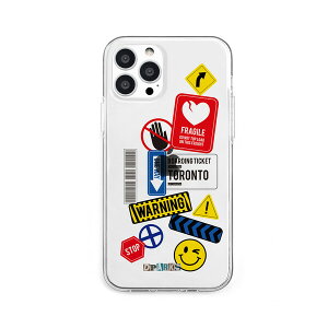 Dparks iPhone 13 Pro�i6.1�C���`�j�p �w�ʃJ�o�[�^ TPU�N���A�P�[�X TAG STICKER�iWarning�j DS21176I13P