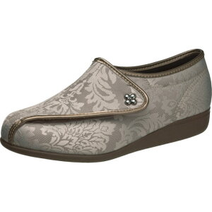 アサヒシューズ レディース 快歩主義 介護シューズ 5E 両足(グレージュガラ・サイズ:22.5cm) L011-5E-GYJガラ-22.5 女性 婦人 介護靴 リハビリ ジャガード織 幅広 ワイドサイズ