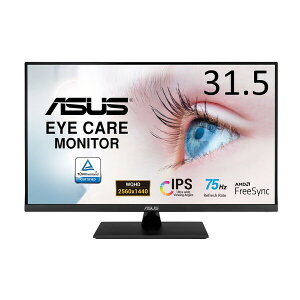 ASUSbGCX[X tfBXvC(31.5^/IPS/WQHD 2560×1440/75Hz/5ms/HDR10/HDMI1.4/DP1.2/VESA/3Nۏ)(ubN) Eye Care VP32AQ