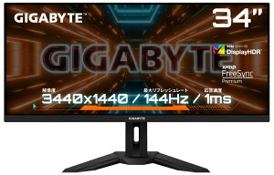 GIGABYTEbMKoCg Q[~OtfBXvC(34^/IPS/UWQHD 3440×1440/144Hz/1ms/HDR400/HDMI2.0/DP1.4/VESA/PIPEPBPΉ/3Nۏ)(ubN) M34WQ Gaming Monitor GIGABYTE M34WQ