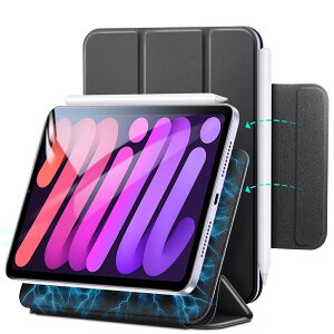 ESR iPad mini (第6世代/2021年、A17 Pro/2024)用 マグネットケース(ブラック) Rebound Magnetic with Clasp ESR034