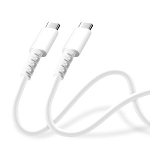 PGA 充電/通信 やわらかケーブル USB-C to USB-C 2.0m(ホワイト) PG-YWCC20WH