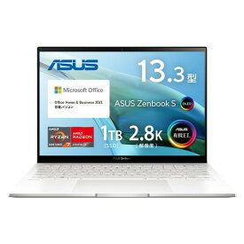 ASUS（エイスース） 13.3型 ノートパソコン ASUS Zenbook S 13 OLED UM5302TA（Ryzen 7/ 16GB/ 1TB SSD/ Officeあり） リファインドホワイト UM5302TA-LX143WS