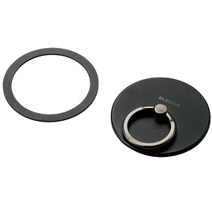 エレコム スマホリング マグネット メタルプレート付属 スマホスタンド機能(ブラック) P-STRMKPSLBK