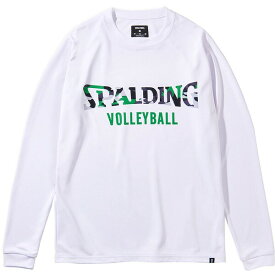 SMT211780-2000-M スポルディング バレーボールロングスリーブTシャツ マルチカモロゴ（ホワイト・サイズ：M） SPALDING