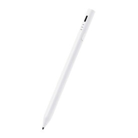 エレコム タッチペン 2モード搭載 USB Type-C充電 磁気吸着 ペン先1.5mm 極細 D型 ペン先交換可（ホワイト） P-TPACSTHY01WH