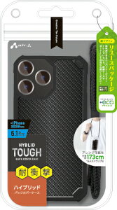 �G�A�[�W�F�C iPhone 14 Pro�p �ϏՌ��n�C�u���b�h�w�ʃJ�[�{�����P�[�X(�u���b�N) air-J AC-P22P-TCB
