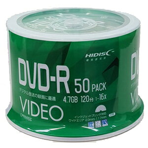 HIDISC 16{ΉDVD-R 50pbN@4.7GB zCgv^u VVVDR12JP50 nCfBXN