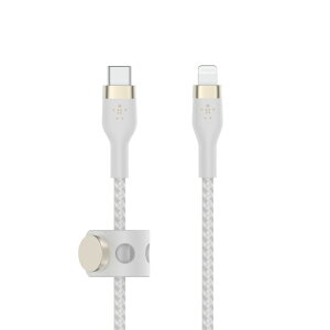 BELKIN BOOST��CHARGE�@PRO Flex�@USB-C to Lightning ���ϋv�ҍ��V���R���P�[�u�� 2m�@(�z���C�g) CAA011BT2MWH