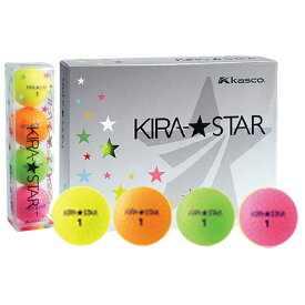 KIRA STAR 2N 4C 12P キャスコ KIRA★STAR 1ダース 12個入り（4色入り・イエロー・オレンジ・ライム・ピンク） Kasco キラスター ゴルフボール