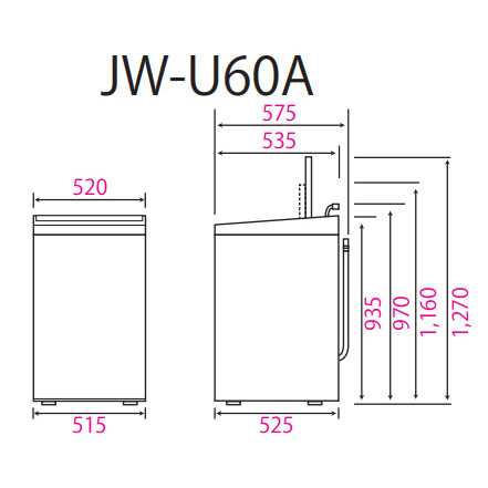 （標準設置料込）ハイアール　洗濯機　一人暮らし JW-U60A-W ハイアール 6.0kg 全自動洗濯機　ホワイト haier [JWU60AW] |  Joshin web 家電とPCの大型専門店