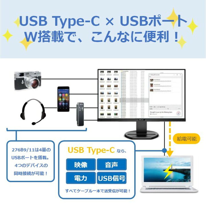 楽天市場】Philips（フィリップス） 27型 USB-C搭載 液晶ディスプレイ  