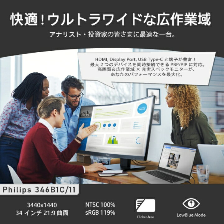 楽天市場】Philips（フィリップス） 液晶ディスプレイ(34型/曲面型/VA  