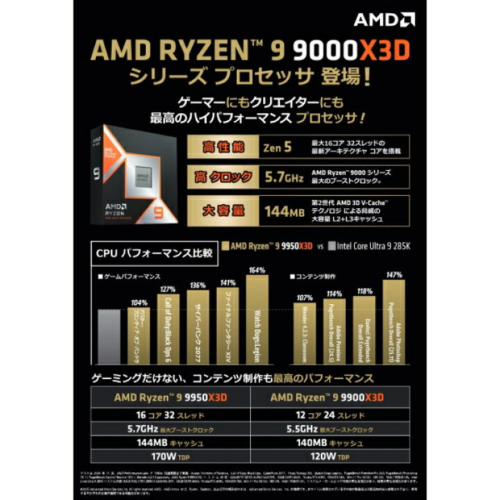 楽天市場】AMD｜エーエムディー AMD Ryzen 9 9950X3D BOX【国内正規品 