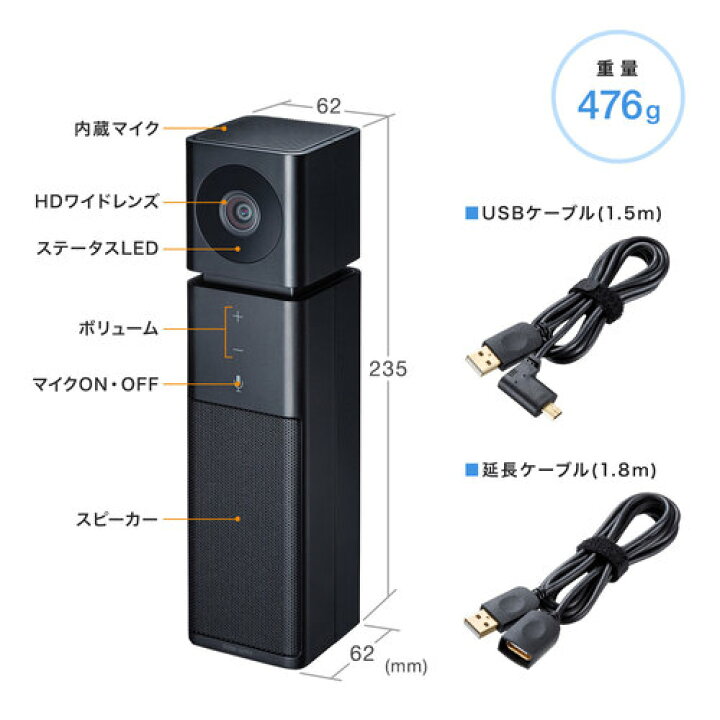 楽天市場】カメラ内蔵USBスピーカーフォン サンワサプライ【CMS-V47BK 