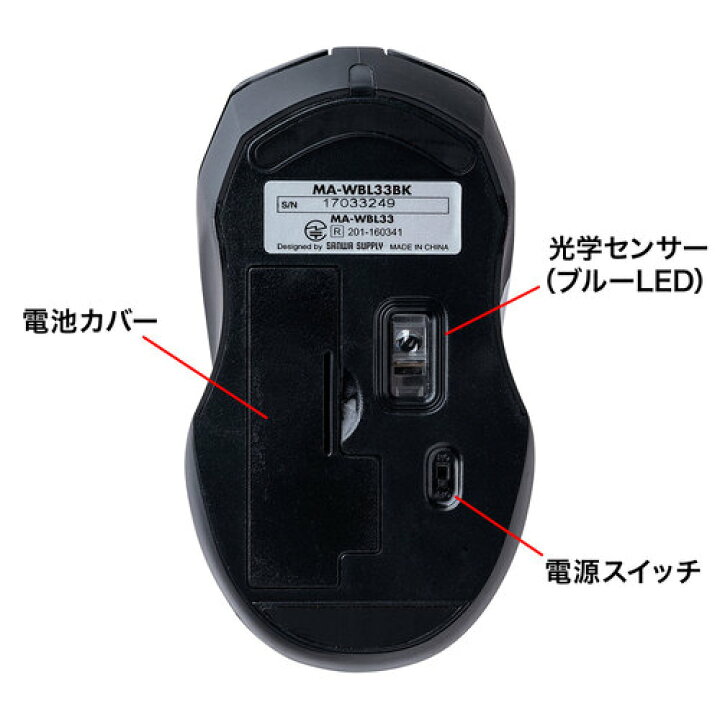 楽天市場 静音ワイヤレスブルーledマウス サンワサプライ Ma Wbl33bk San プリンタインクのジットストア