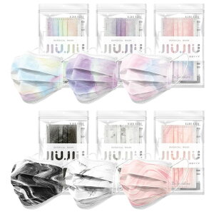 【JIUJIU】 台湾マスク 『マーブル』 『パステルパレット』 5枚入り プリーツ型 不織布 サージカル デザイナー 大理石 耳が痛くならない 花粉症 ウイルス対策 マスク女子 ファッション かわい