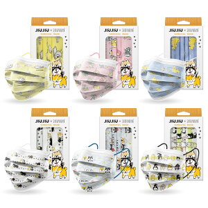 【JIUJIU】 台湾 マスク 『しばんばん』 5枚入り プリーツ型 不織布 サージカル コラボ キャラクター デザインカラー 耳が痛くならない 花粉症 ウイルス対策 マスクコーデ マスク女子 ファッ