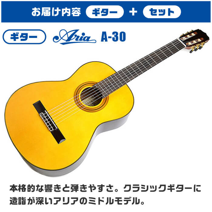 楽天市場】クラシックギター 初心者セット 入門 (充実 12点) ARIA A