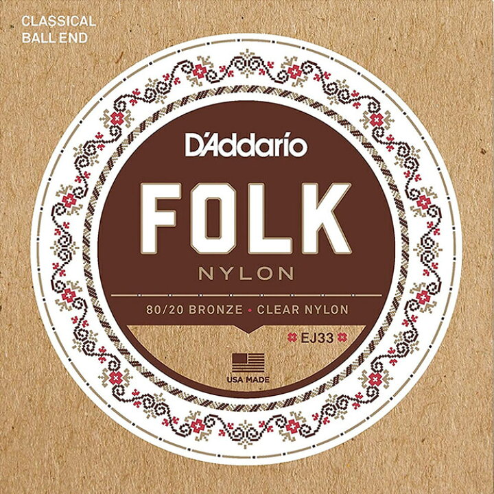 楽天市場】クラシックギター 弦 Daddario EJ33 Folk Nylon (3セット 