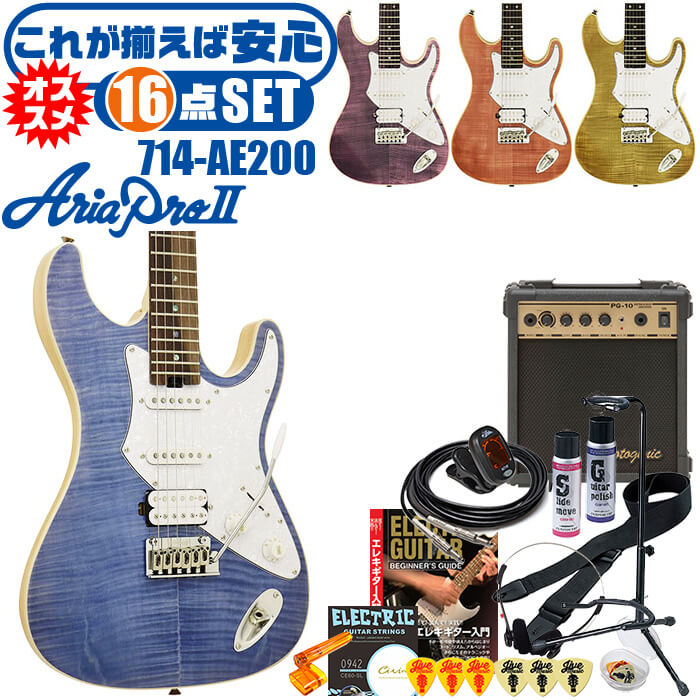 楽天市場】エレキギター 初心者セット ストラト タイプ 16点 AriaPro2