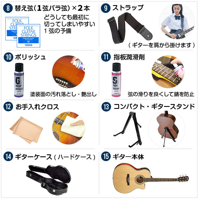 楽天市場】アコースティックギター (ハードケース付) 初心者セット 