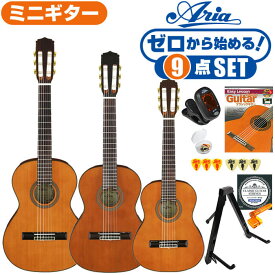 クラシックギター 初心者セット アリア A-20 分数サイズ 9点 (ARIA ミニギター シダー材 単板 入門 セット)