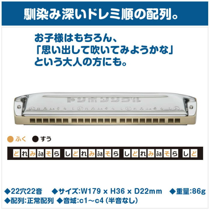 楽天市場】ハーモニカ トンボ No.1222 トンボ・シングル22穴 (TOMBO 