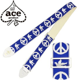 ギター ストラップ D'Andrea Ace Guitar Straps ACE-6 Blue -Peace-Dove- (エレキ アコースティックギター ベース) エース ストラップ