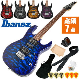 エレキギター 初心者セット アイバニーズ GRX70QA 入門 (必須7点) Ibanez ストラトタイプ