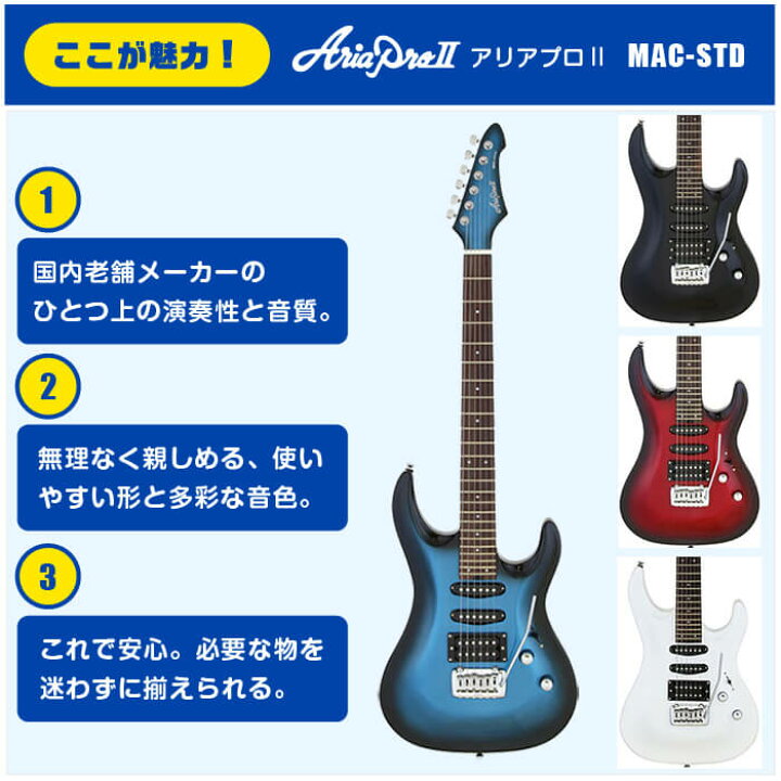 楽天市場】エレキギター 初心者 セット ストラト タイプ Ariapro II 