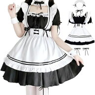 即納 メイド服 コスプレ ハロウィン 大人用 仮装 レディース メイド ワンピース エプロン カチューシャ付…