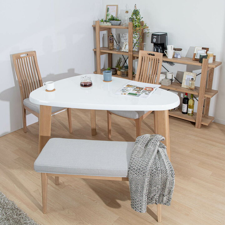 楽天市場 変形 ダイニングテーブル テーブル リビング おしゃれ 北欧 白 ホワイト 木製 茶 ブラウン 木目調 白木目 三角 角丸形 光沢 光沢仕上げ Uv塗装 北欧風 カフェ 幅 130 Cm 高さ 70 Cm ダイニング ベンチ ダイニングテーブルセット Wh Mbr オーク