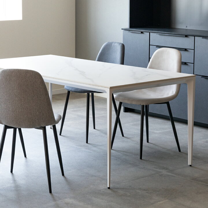 白いダイニングテーブル 150cm x 80cm セラミックテーブル ダイニング 