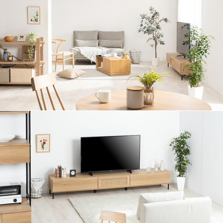 楽天市場】テレビボード 180 完成品 本体 ラタン オーク調 北欧 脚付き 