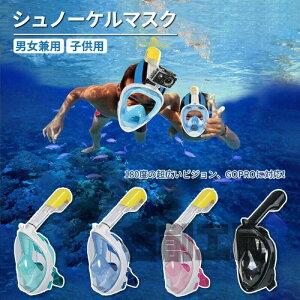シュノーケルマスク 浸水防止 ダイビングマスク 180°パノラマシービュー フルフェイス型 防曇設計 スポーツカメラ取付可能 水中撮影用 男女兼用 子供用 水中メガネ 海水浴 180度視野 曇り止