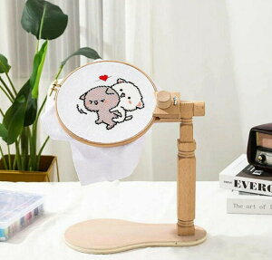 刺繍台 刺繍 枠 スタンド 回転刺繍フープスタンド 木製刺繍フレームスタンド 刺繍フレーム 調整可能 木製スタンディングタイプ刺繍台(刺繍枠+刺繍台