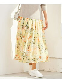 【SALE／30%OFF】【ウエストゴム・洗える】ペイントフラワープリント スカート 自由区 L ジユウク スカート ロング・マキシスカート イエロー グレー【RBA_E】【送料無料】[Rakuten Fashion]
